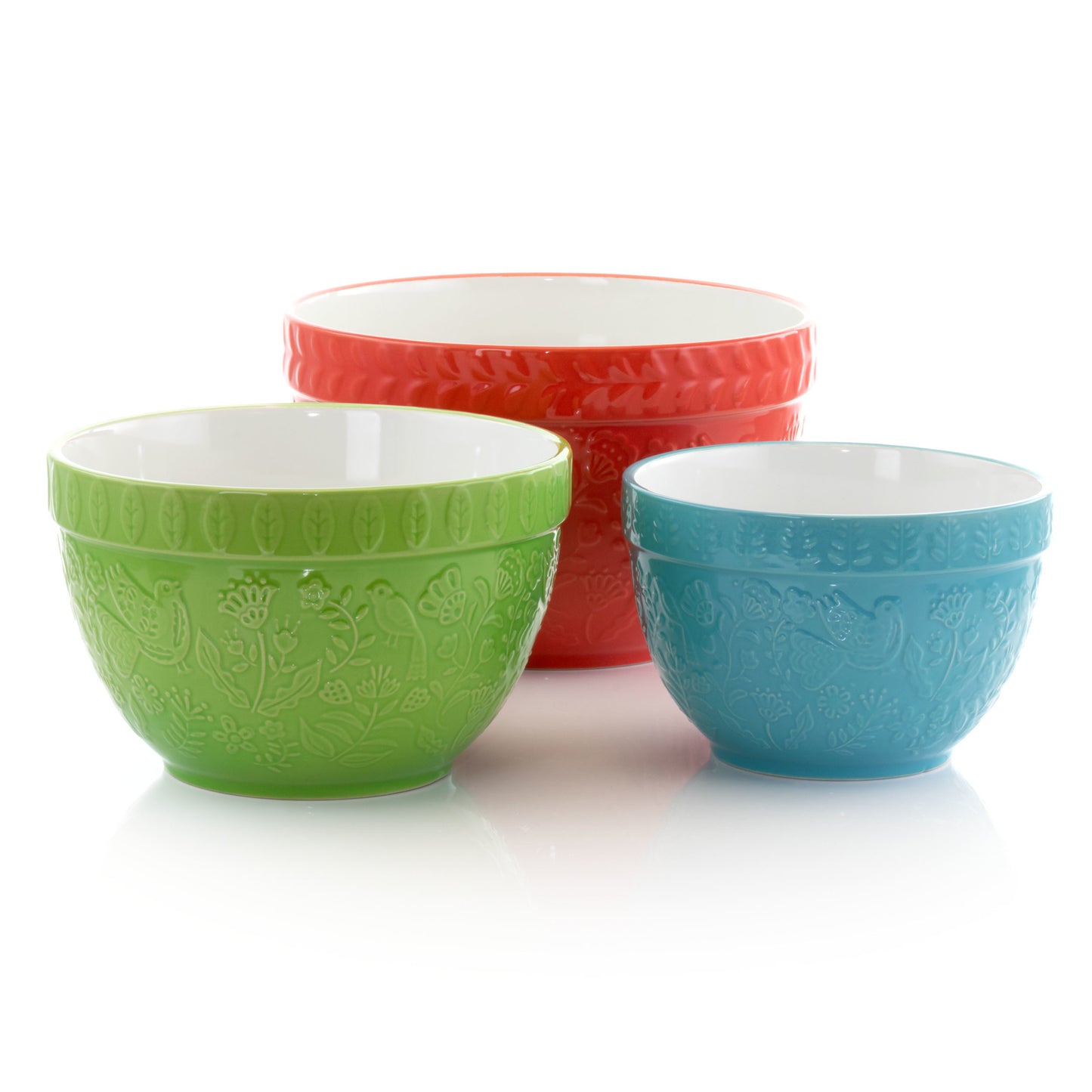 Gibson Abbey Stoneware 3 Piece Nesting Bowls in Assorted Colors