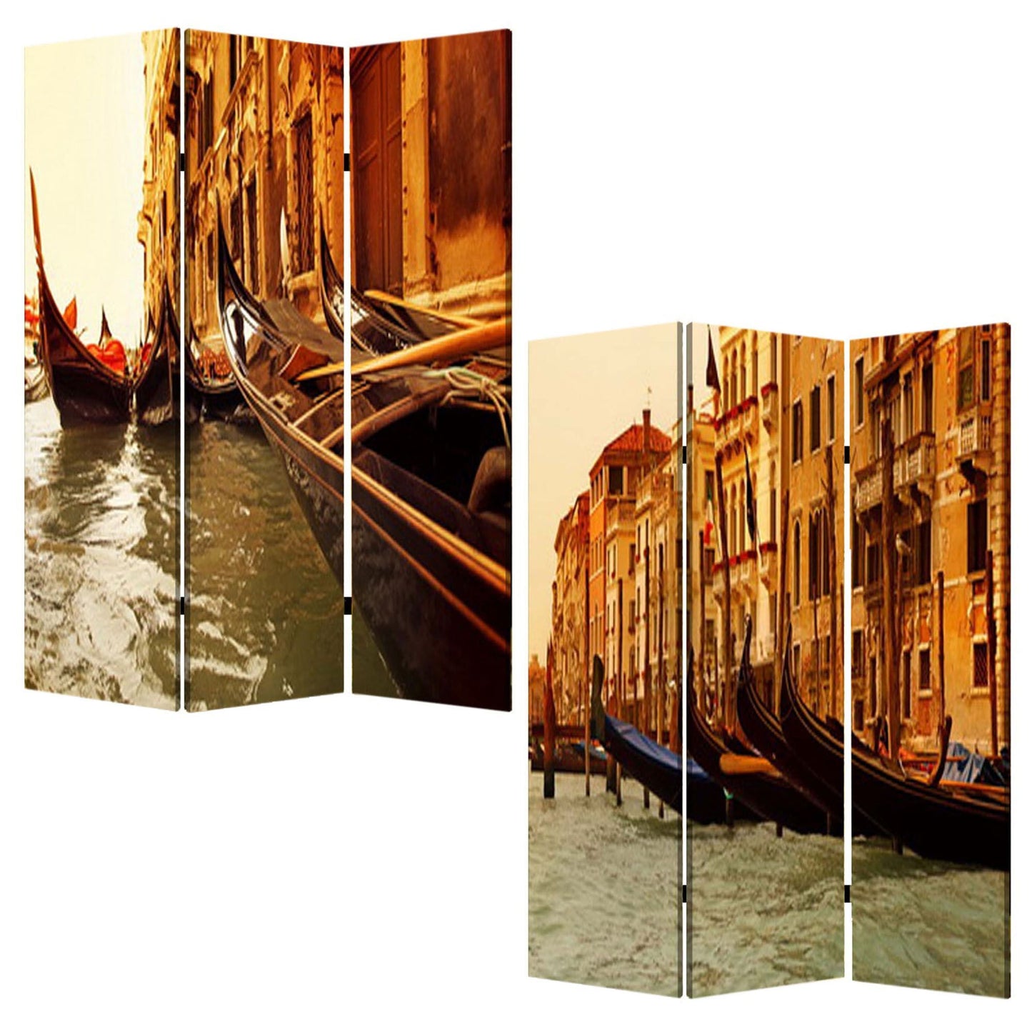 1" X 48" X 72" Multi Color Wood Canvas Venice  Screen