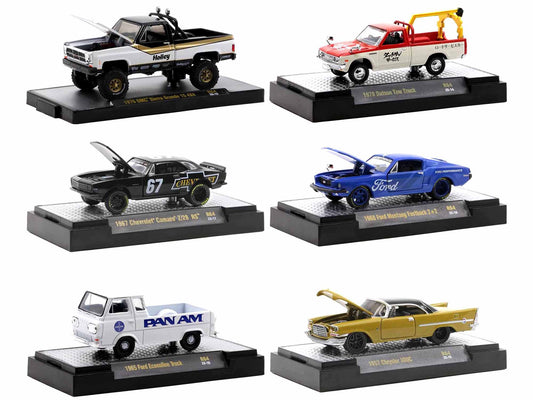 "Auto Meets" Set of 6 Cars IN DISPLAY CASES Release 64 Limited Edition to 9600 pieces Worldwide 1/64 Diecast Model Cars by M2 Machines