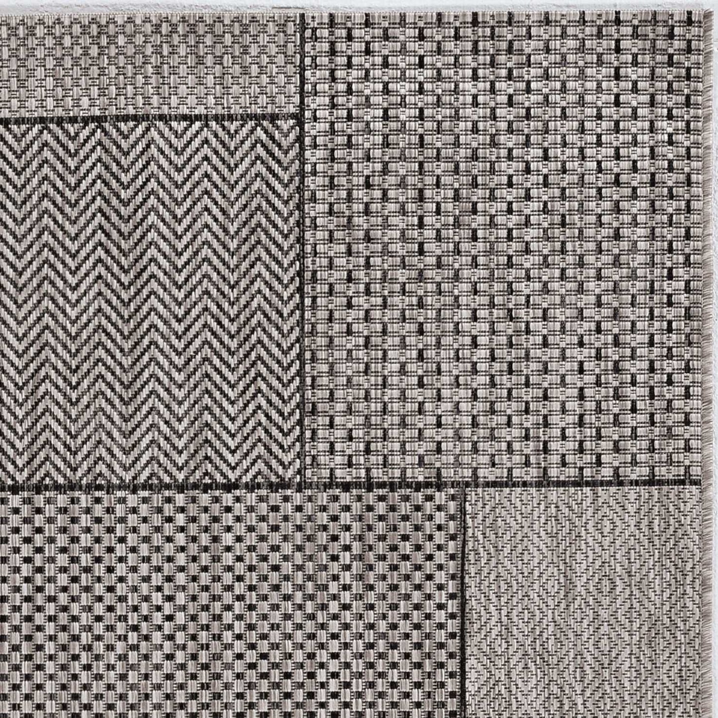8'x11' Grey Machine Woven UV Treated Geometric Indoor Outdoor Area Rug