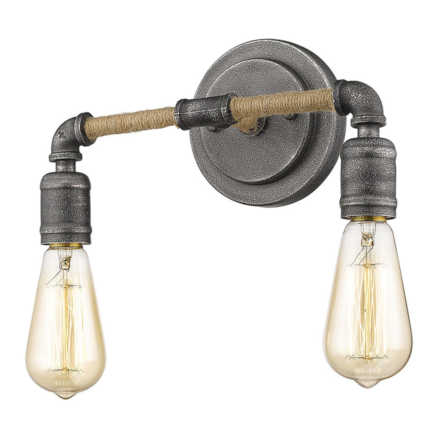 Two Light Industrial Textured Gray Wall Light