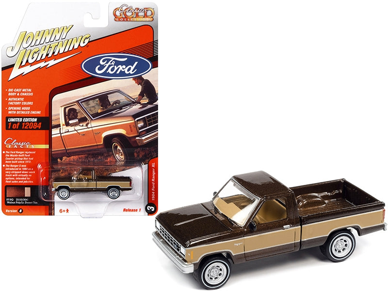 1984 Ford Ranger XL Pickup Truck Walnut Brown Metallic with Desert Tan Sides "Classic Gold Collection" Series Limited Edition to 12084 pieces Worldwide 1/64 Diecast Model Car by Johnny Ligh