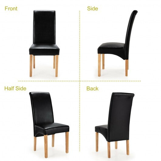 Set of 2 Dining Chairs with Rubber Wood Legs-Black