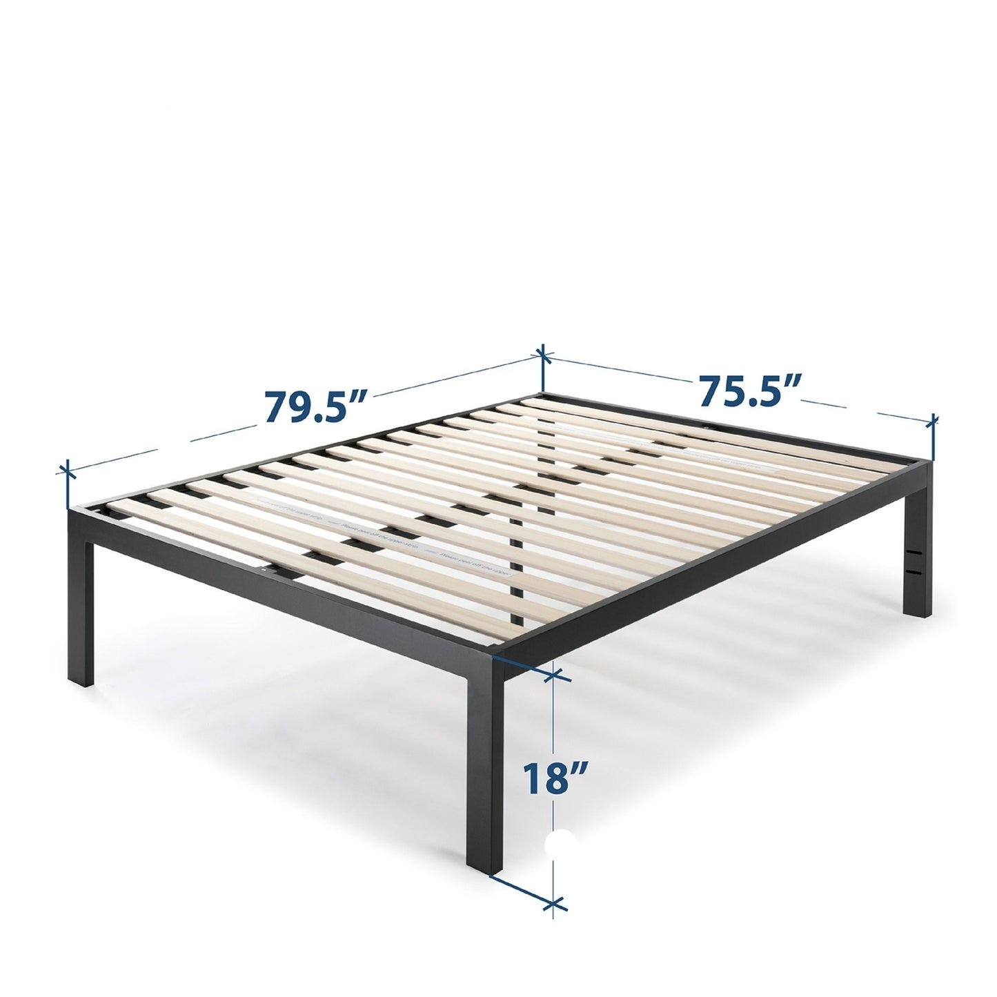 King size 18 Inch Easy Assemble Metal Platform Bed Frame Wooden Slats