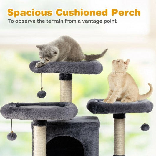 67" Multi-Level Cat Tree with Cozy Perches Kittens Play House-Dark Gray