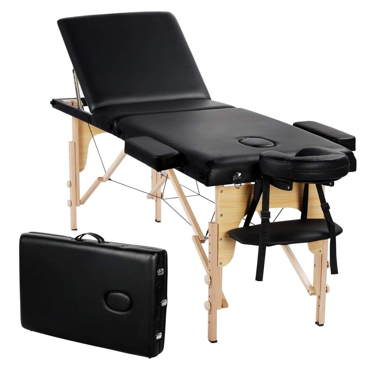 Black Adjustable Portable Massage Tattoo Folding Elevated Table